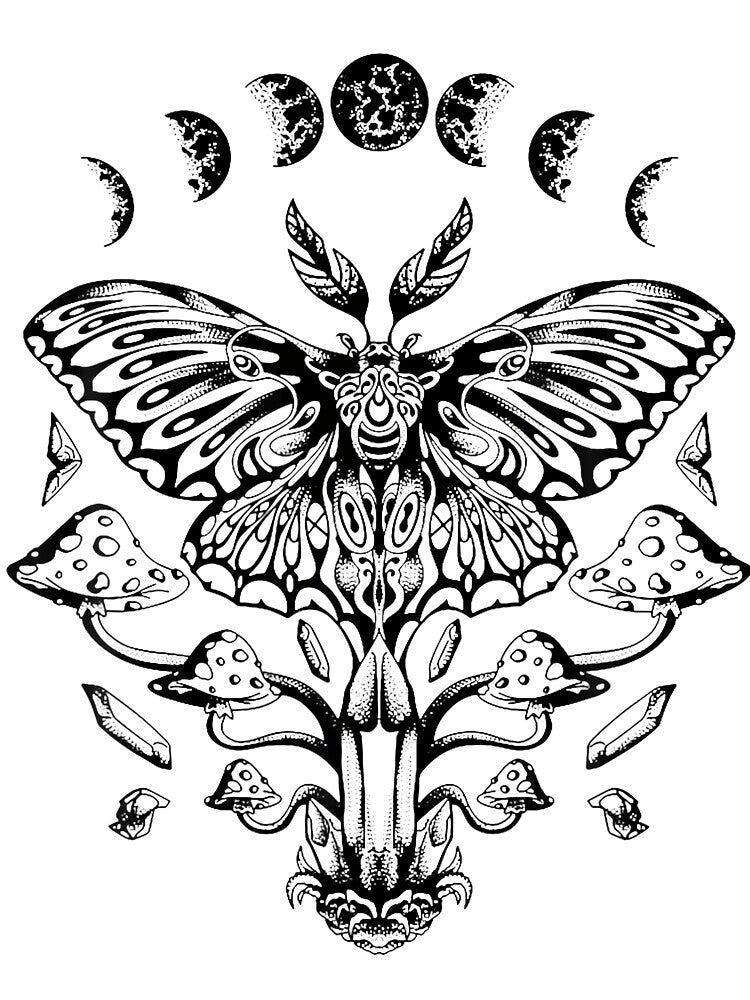 Moth Moon Mushroom Occult by ragillthiague