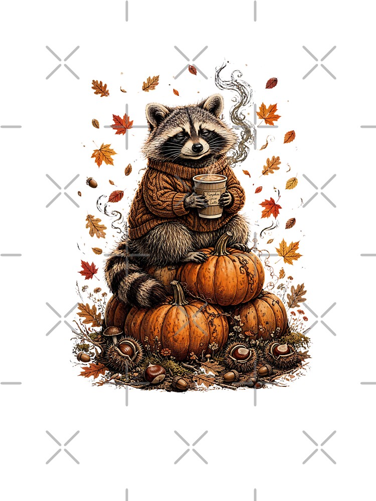 Cozy Autumn Raccoon Pumpkin Spice Latte Fall Sweater Goblincore Cozy Raccoon by Neurospicy Trolls
