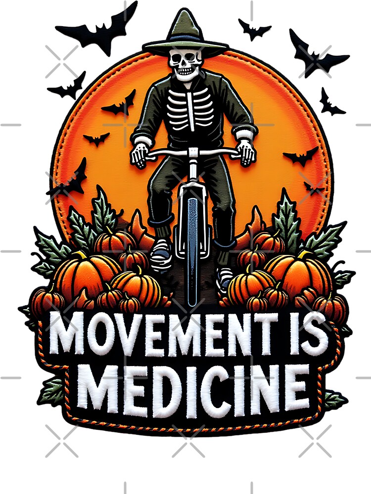 Movement Is Medicine Skeleton Halloween Pumpkin Cycling by ArtDesignTp
