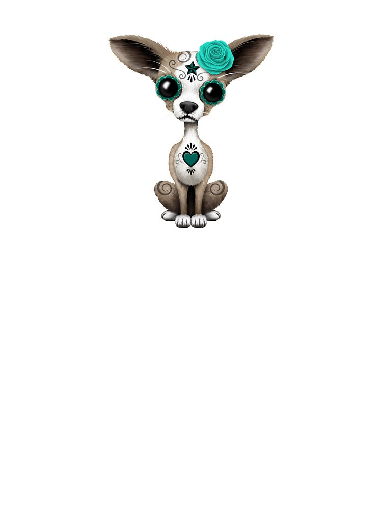 Blue Day of the Dead Sugar Skull Chihuahua Puppy by JeffBartels