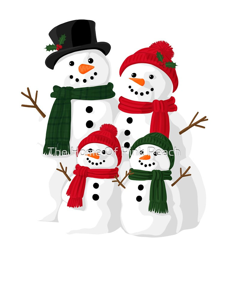 Cute Snowman Family Christmas Festive Winter Design by The Home Of Pink Peach