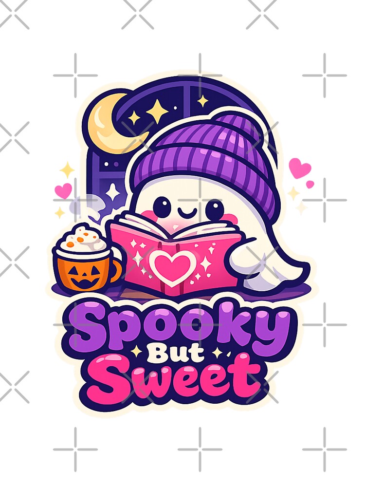 Spooky But Sweet Ghost T-Shirt – Cute Kawaii Halloween Book Lover Design for Cozy Autumn Readers by GemBob Creations
