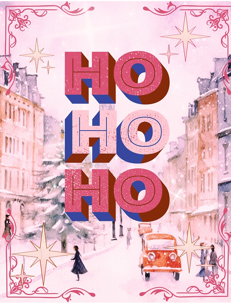 Vintage Pink Christmas - Ho Ho Ho by bowsbotanicals
