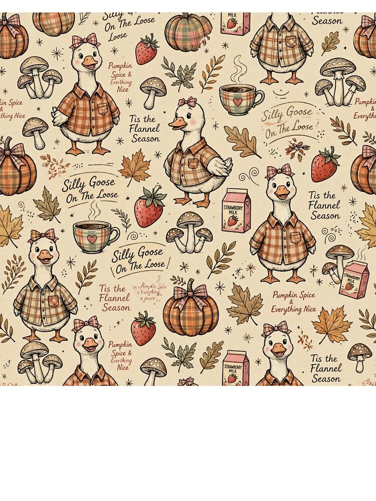 Flannel Season Silly Goose Season Funny Fall Pumpkin Spice Goose Throw Blanket Pattern by Yellowriversss