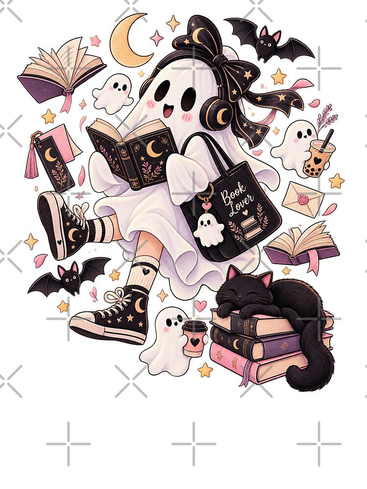 Cute Ghost Book Lover Halloween by RetroPop23