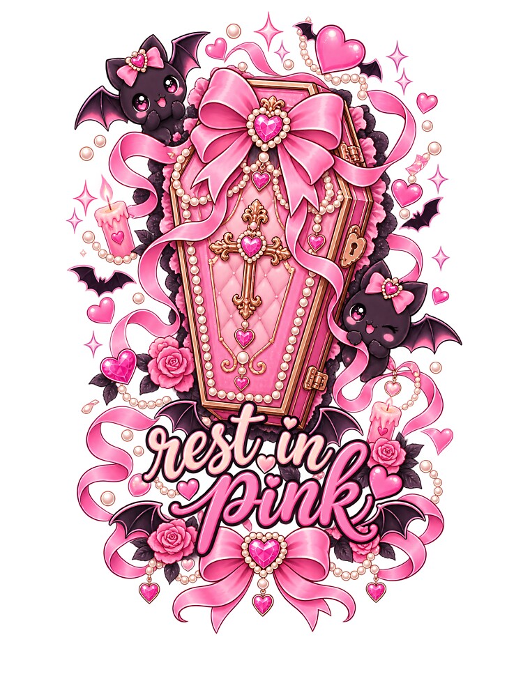 Rest In Pink Cute Coquette Coffin – Pink Halloween Pastel Goth Girly Gift by SaNaCreation13