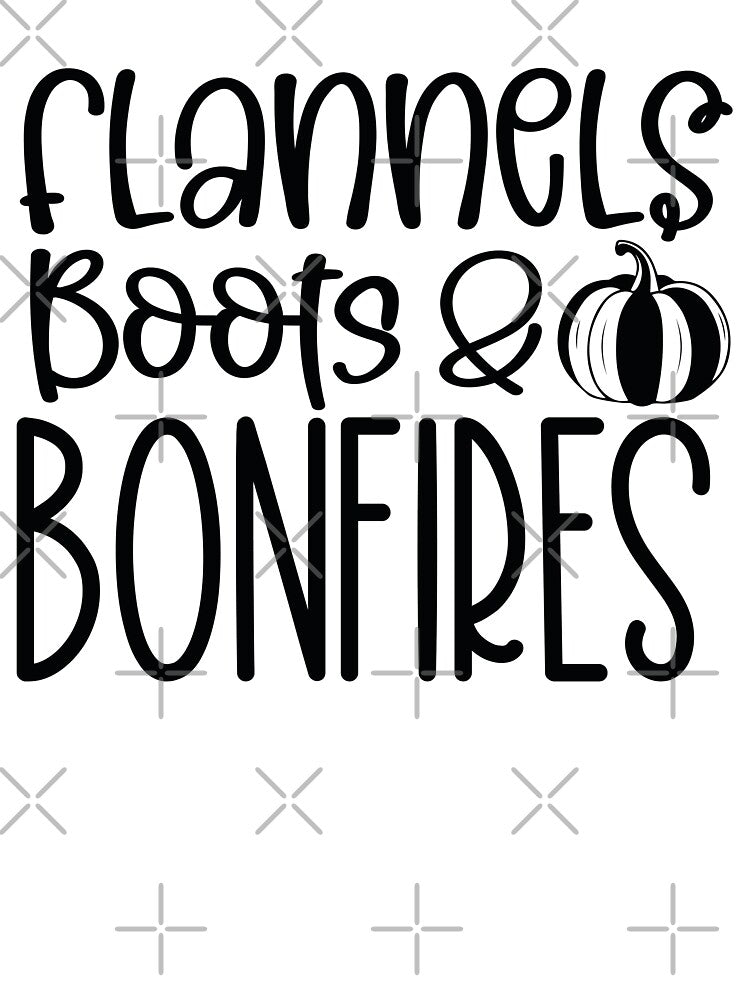Flannels Boots Bonfires - Cute Autumn Season Leaves Orange Pumpkin Cozy Campfire Nature Gift by FuzionRaptor