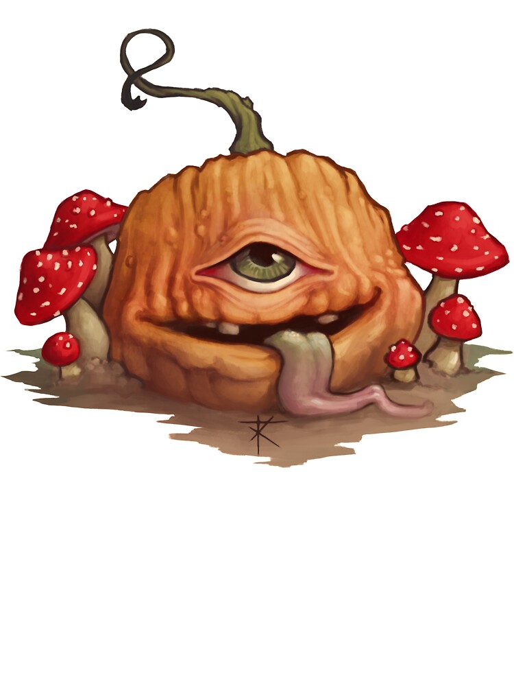Cute Little Pumpkin Chilling with some mushrooms by TofuRevolution