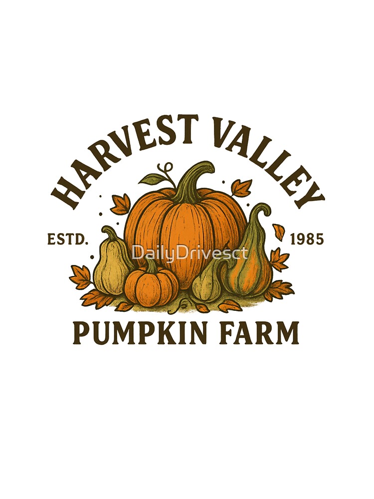 Harvest Valley Pumpkin Farm – Rustic Autumn Logo, Vintage Fall Graphic by DailyDrivesct