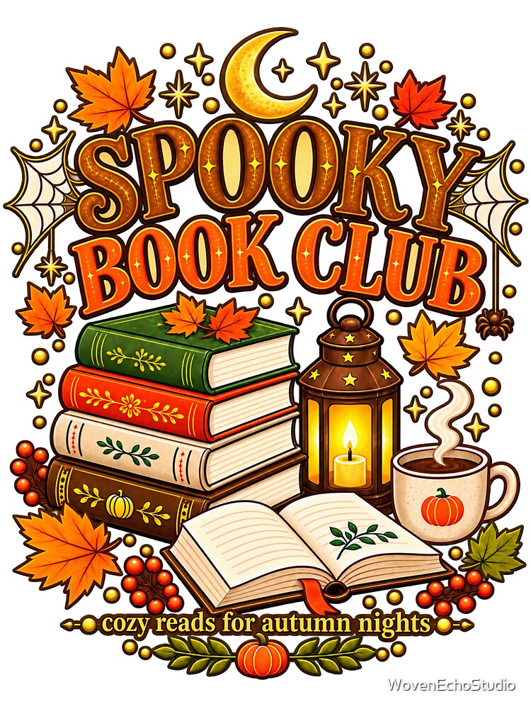 Spooky Book Club – Cozy Autumn Reading Fall Book Lover Design by WovenEchoStudio