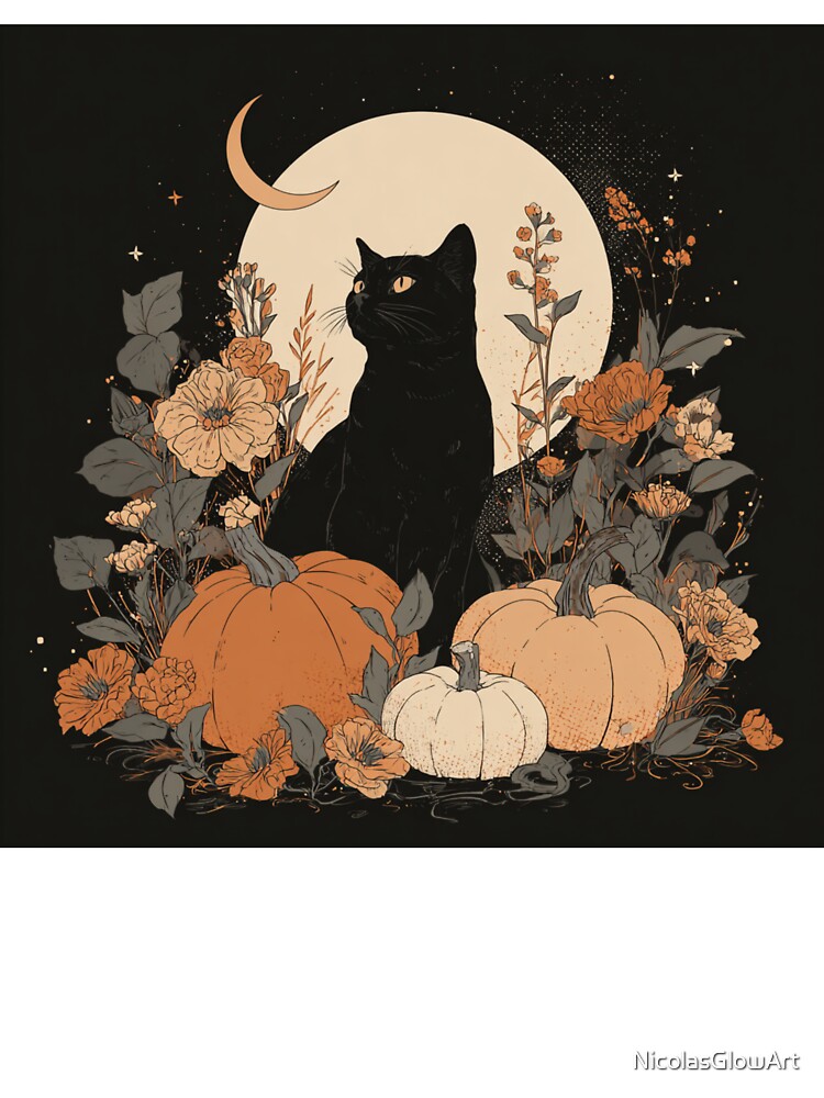 Black Cat and Pumpkins by NicolasGlowArt