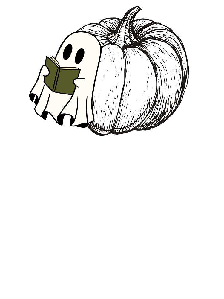 Cute Ghost Reading On a Pumpkin Lover Design Spooky Ghost Book Lover Booktrovert by CCKimShop