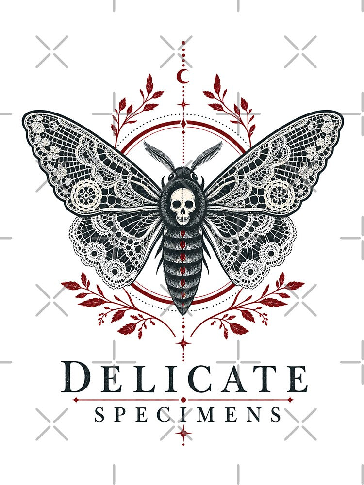 Lace-Bound Entomology — Gothic Moth Skull Vintage Graphic by KAYJAY DESIGNS