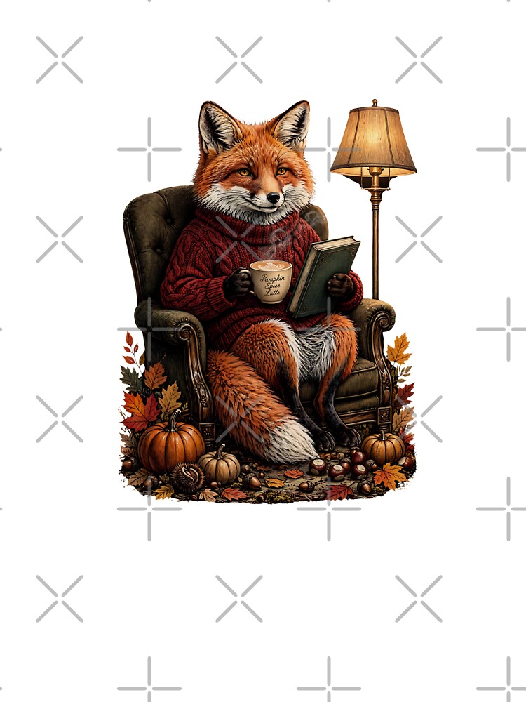 Cozy Autumn Fox Reading Book Pumpkin Spice Latte Fall Goblincore Cozy Fox by Neurospicy Trolls