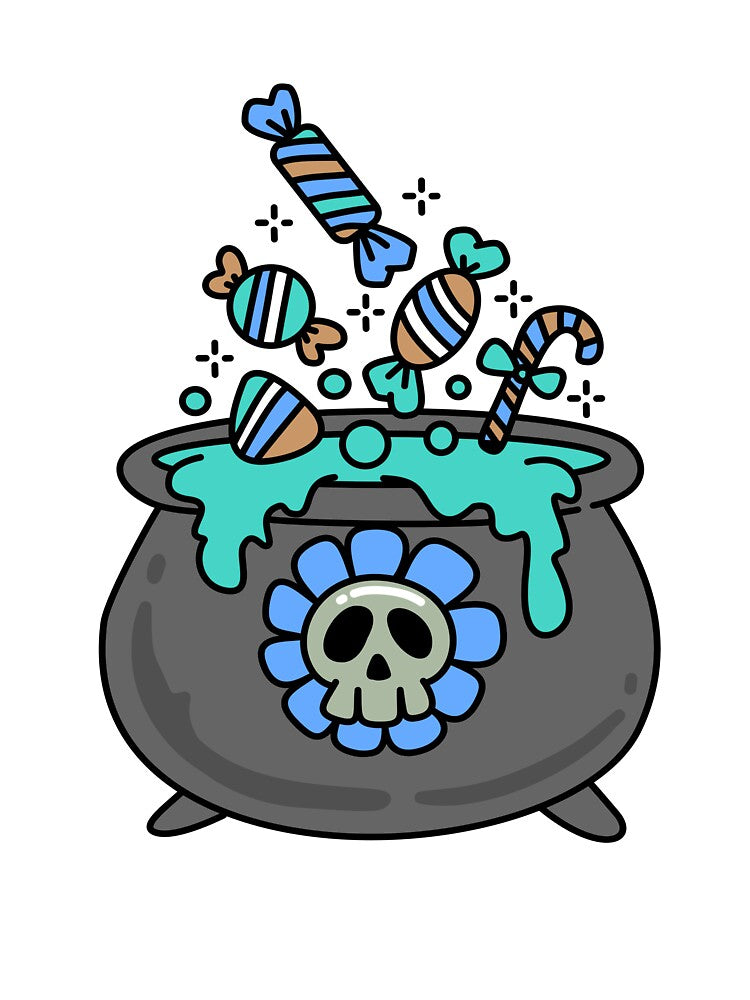 Cute Spooky Candy Cauldron Halloween Illustration by Horrify