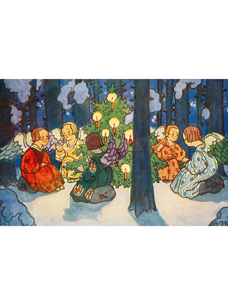 Christmas illustration of Angels with a christmas tree by Titi-Titi