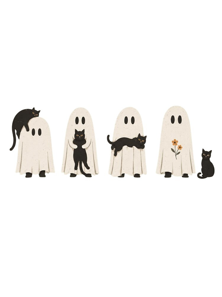 Halloween T-shirt with Black Cat and Ghosts, Cute Halloween T-shirt, Cat and Ghost T-shirt, Spooky Outfit for Women, Halloween Gift by  Mirai_Art  ⭐⭐⭐⭐