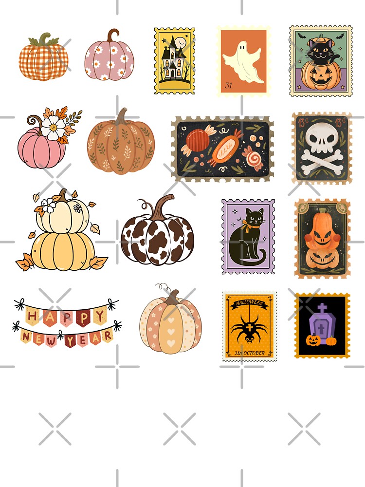 Vintage Halloween Pumpkin Postage Stamp Stickers by Butterfly  Effect