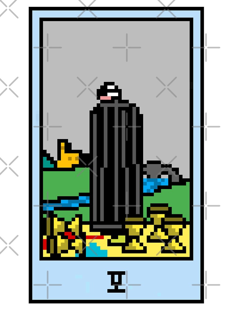 Wait, is this pixel art tarot? White - Minor Arcana 'Five of Cups' (Design for T-shirt, stickers and other accessories) by Pixel Waite