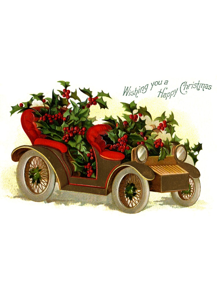 Red Convertible Full of Holly Vintage Christmas by fenneltea