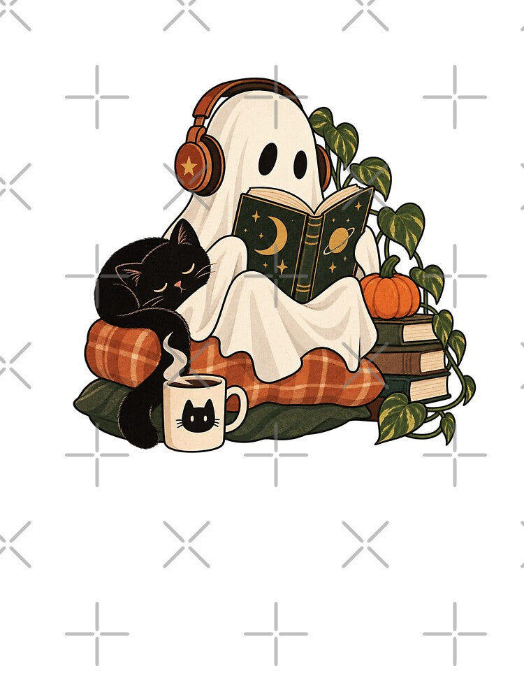 Cozy Ghost Reading Club – Cute Autumn Book Lover by Carolina Salazar