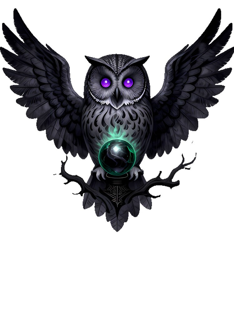 Gothic Great Grey Owl Crystal Scryer by IllumeInk