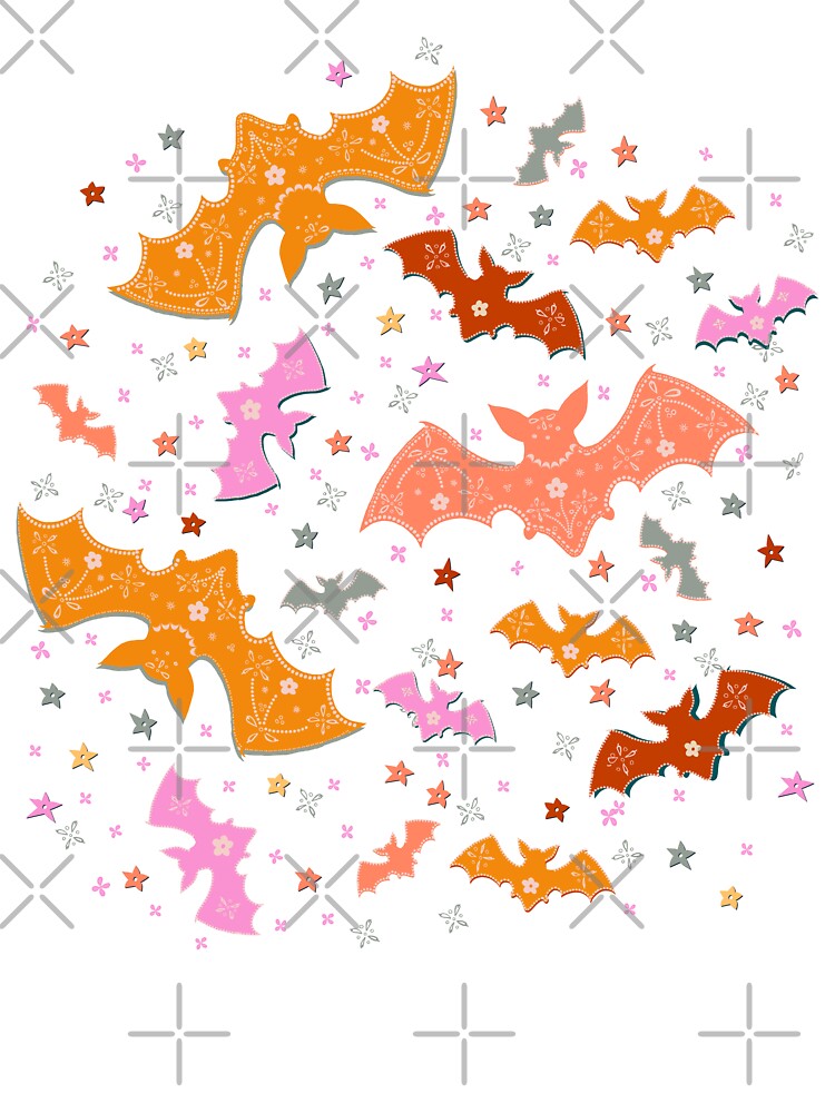 Groovy Halloween Bats – Retro 70s Folk Pattern by wild.geranium.design