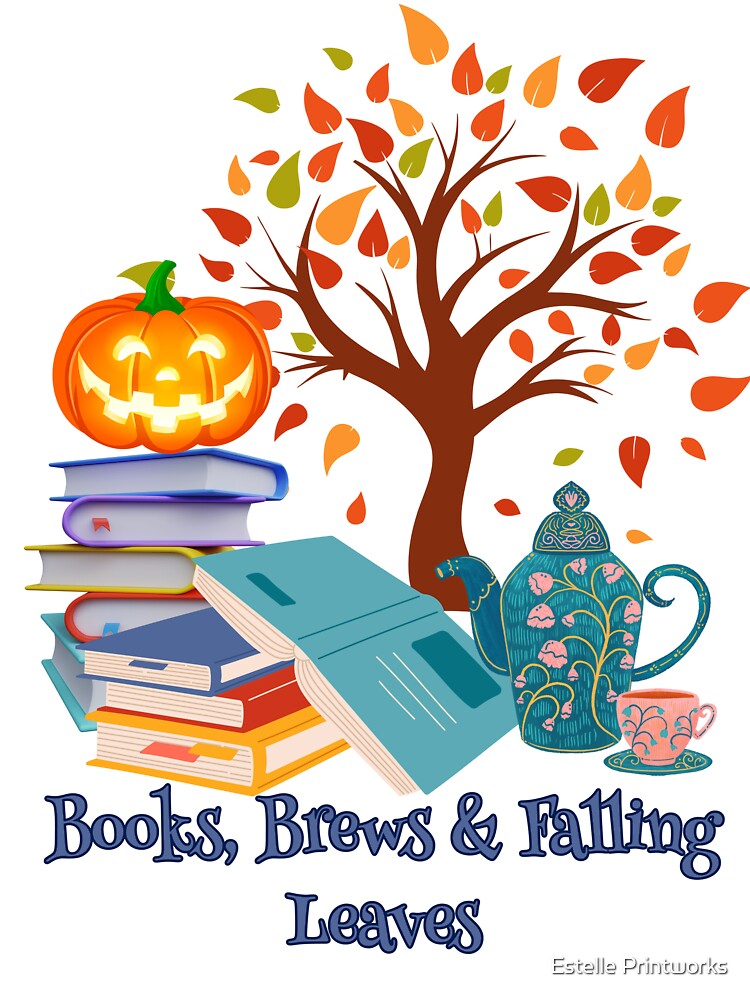 T-Shirt Books Brews & Falling Leaves - Autumn Reading Pumpkin Fall Tree Tee by Estelle Printworks