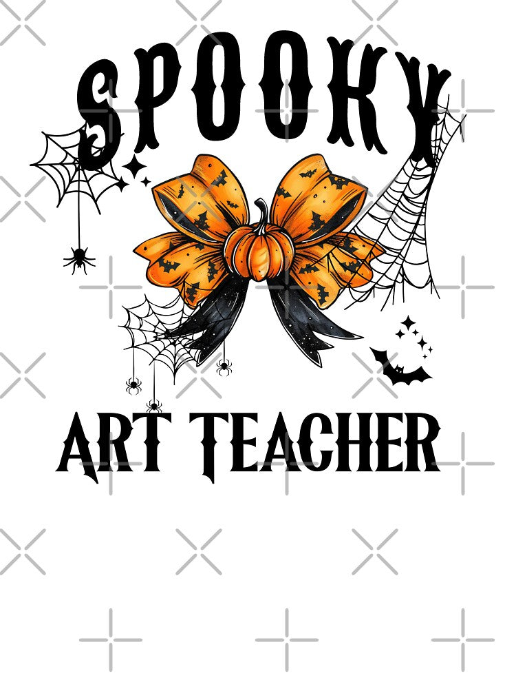 Teacher Halloween Spooky Art Teacher Croquette Bow Pumpkin Spider Webs by IslandGirlArt
