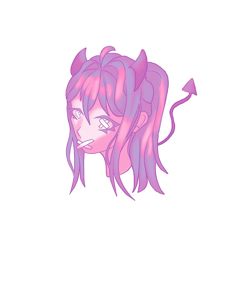 Demon girl head (pastel) by DeluxicalWhimsy