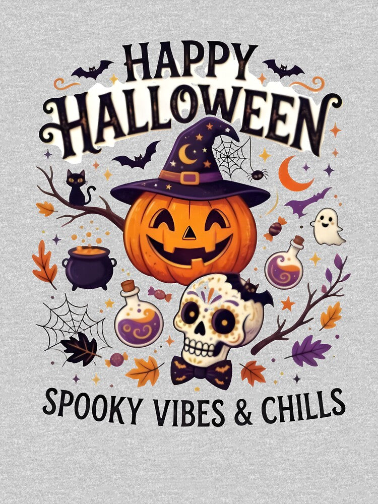 Happy Halloween Spooky Vibes & Chills - Jack O Lantern Skull by beyond-canvas