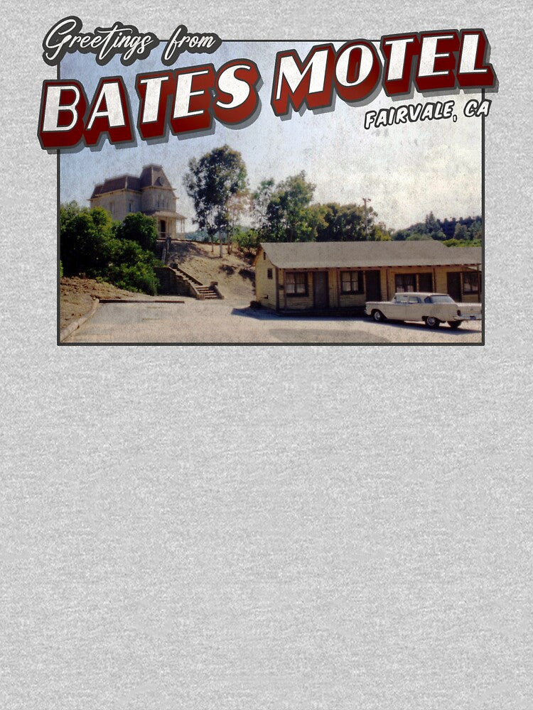 Psycho Inspired 'Greetings from Bates Motel' Vintage / Retro Postcard Weathered Design by Mercy Apparel