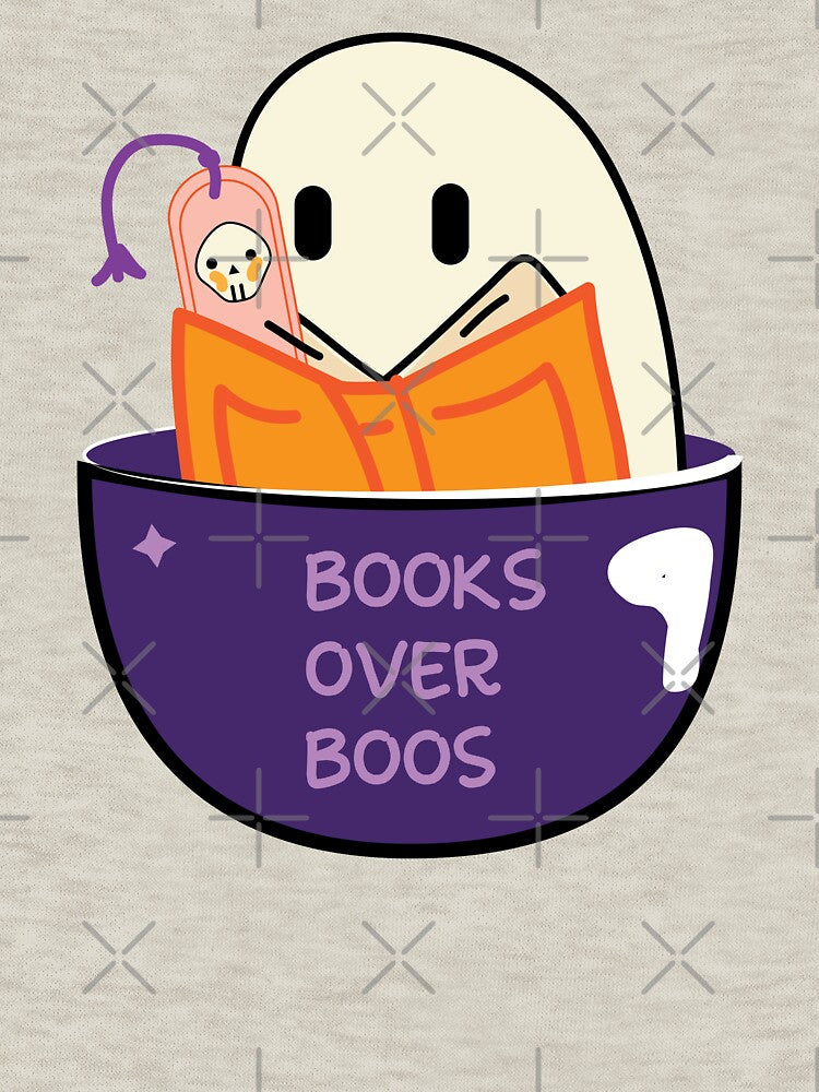 Books over boos cute Halloween book lover ghost by fluffyfamcraft