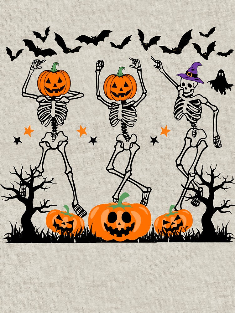 Dancing Skeleton Halloween Pumpkin Halloween Fall Spooky Season tee , Fall by Micro-dose