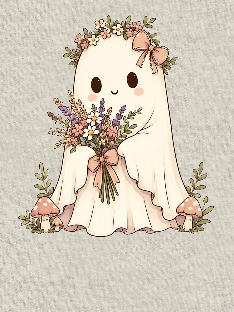 Cute Ghost with Flowers Coquette Halloween by Yellowriversss
