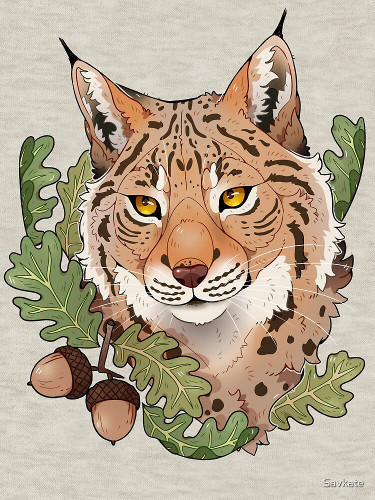 Lynx with oak leaves and acorns by Savkate