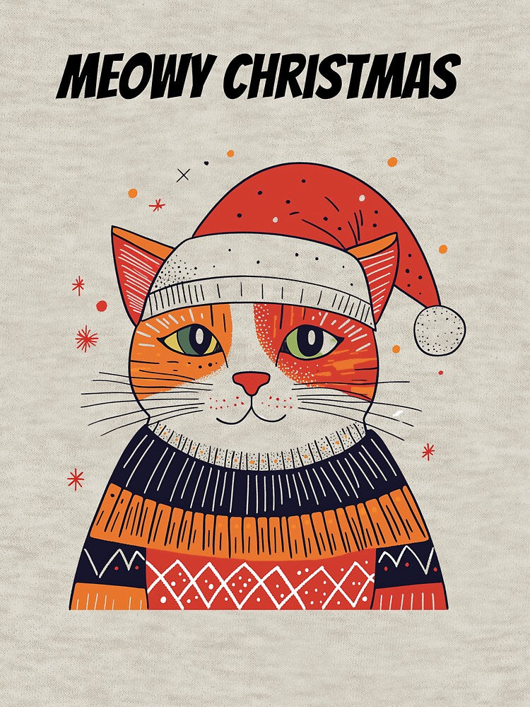 Meowy Christmas Funny Orange Cat With Christmas Hat by cicicreativeart