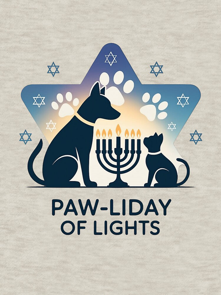 Paw-liday of Lights Hanukkah – Cute Dog and Cat Menorah Design for Jewish Pet Lovers by Dezyra Clothing