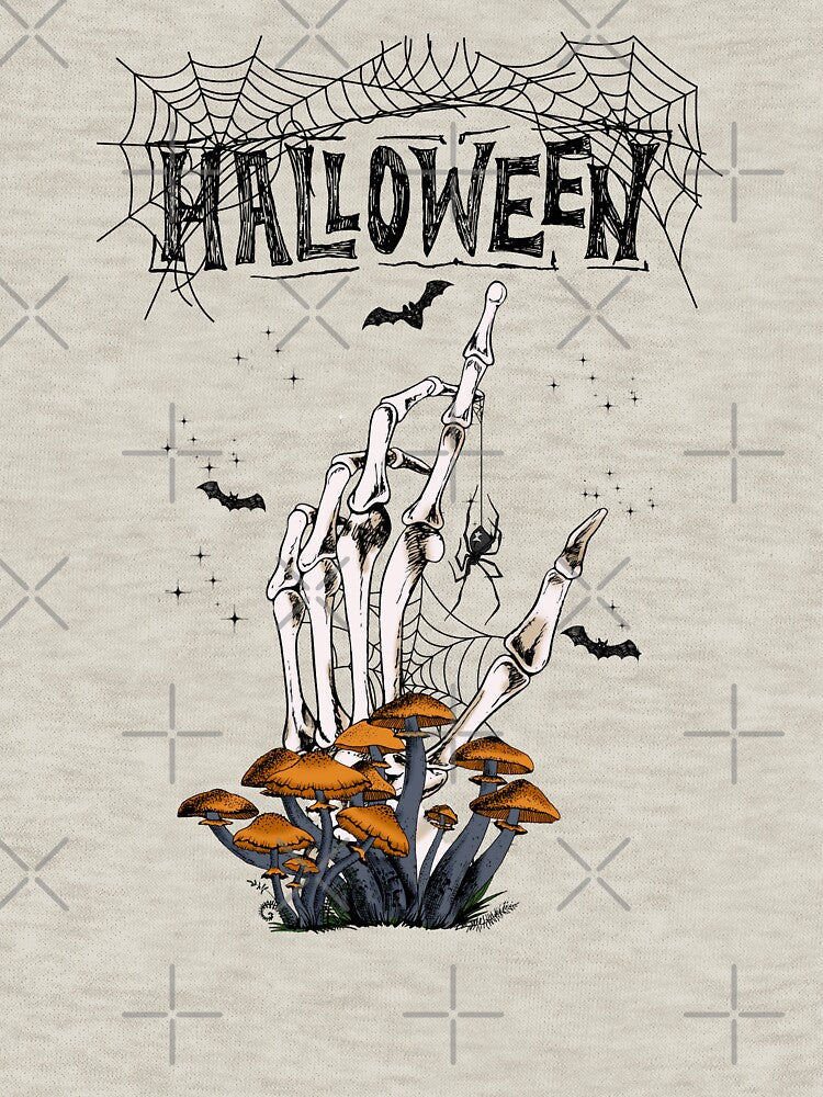 Halloween hand with mushrooms, spider, & spiderweb by DesignCollectiv