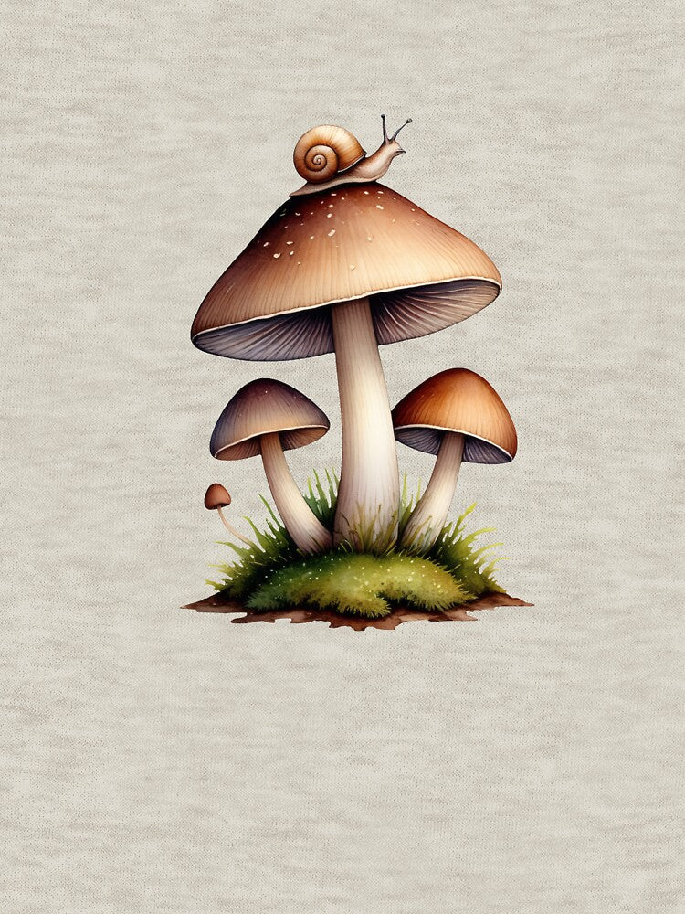Goblincore Mushrooms with Snail | Whimsical Forest Art by Ombrya