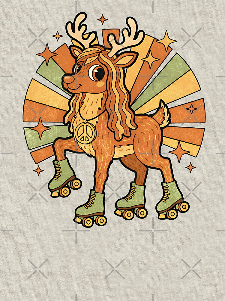 Retro Groovy Reindeer Christmas Design – Hippie Roller Skating Holiday Vibes by Imaginationbeyond
