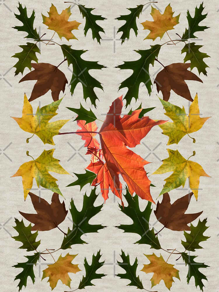 Autumn collage with yellow, green and red leaves by mariya-ivanova