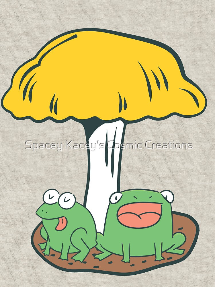 Yellow mushroom and frogs by Spacey Kacey's Cosmic Creations