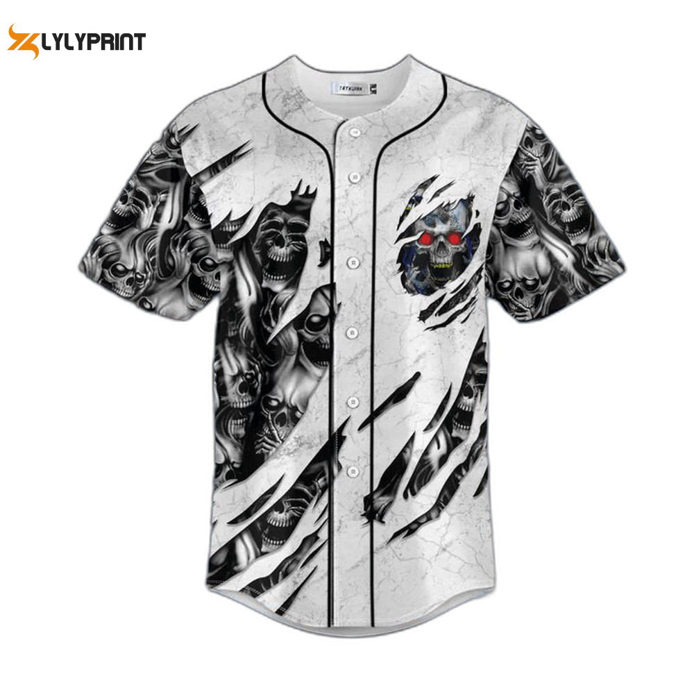 Red Eyes Skull Baseball Jersey For Men Women, Men's Baseball Jersey For Men Women - lylyprint.com
