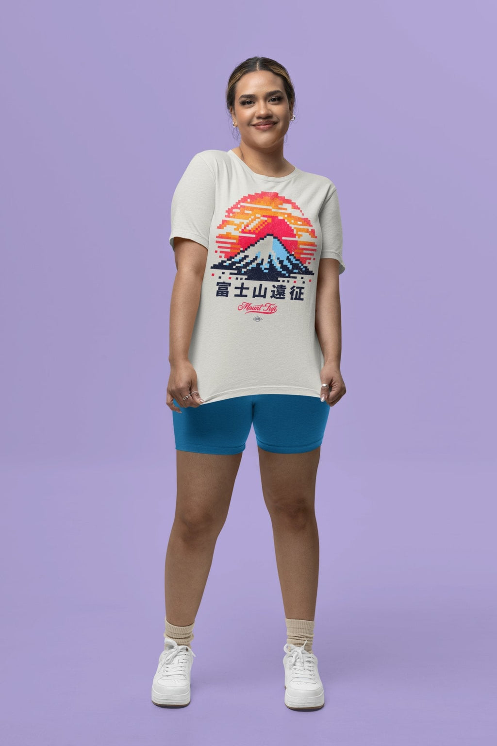 Retro Mt. Fuji 8 bit Vintage Graphic Tee.