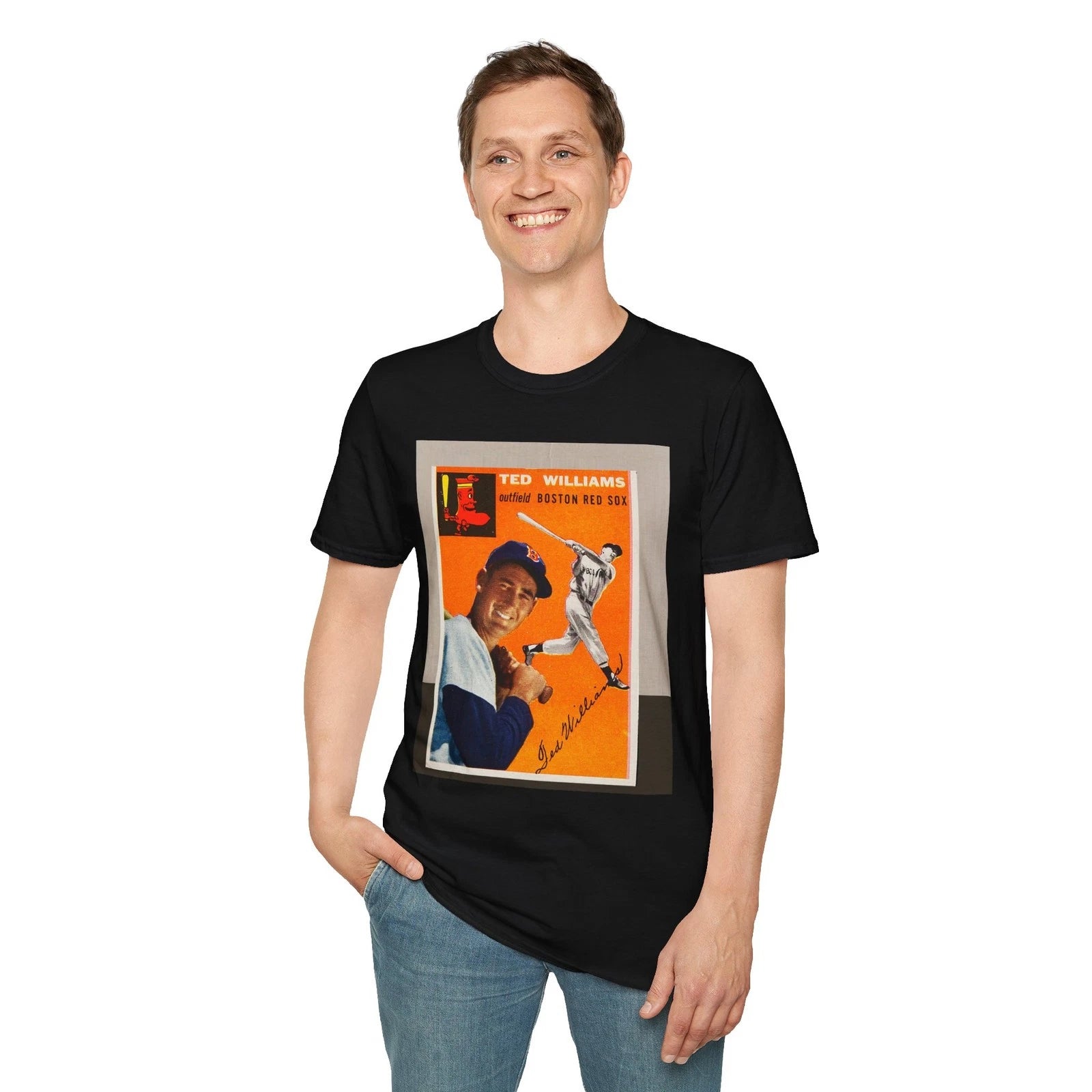 Ted Williams Red Sox Baseball Card  Photo Art  T Shirt, Unisex Sports