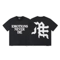 Mixed Emotion, Trendy Beaded Letter Print Loose Casual Round-neck T-shirt