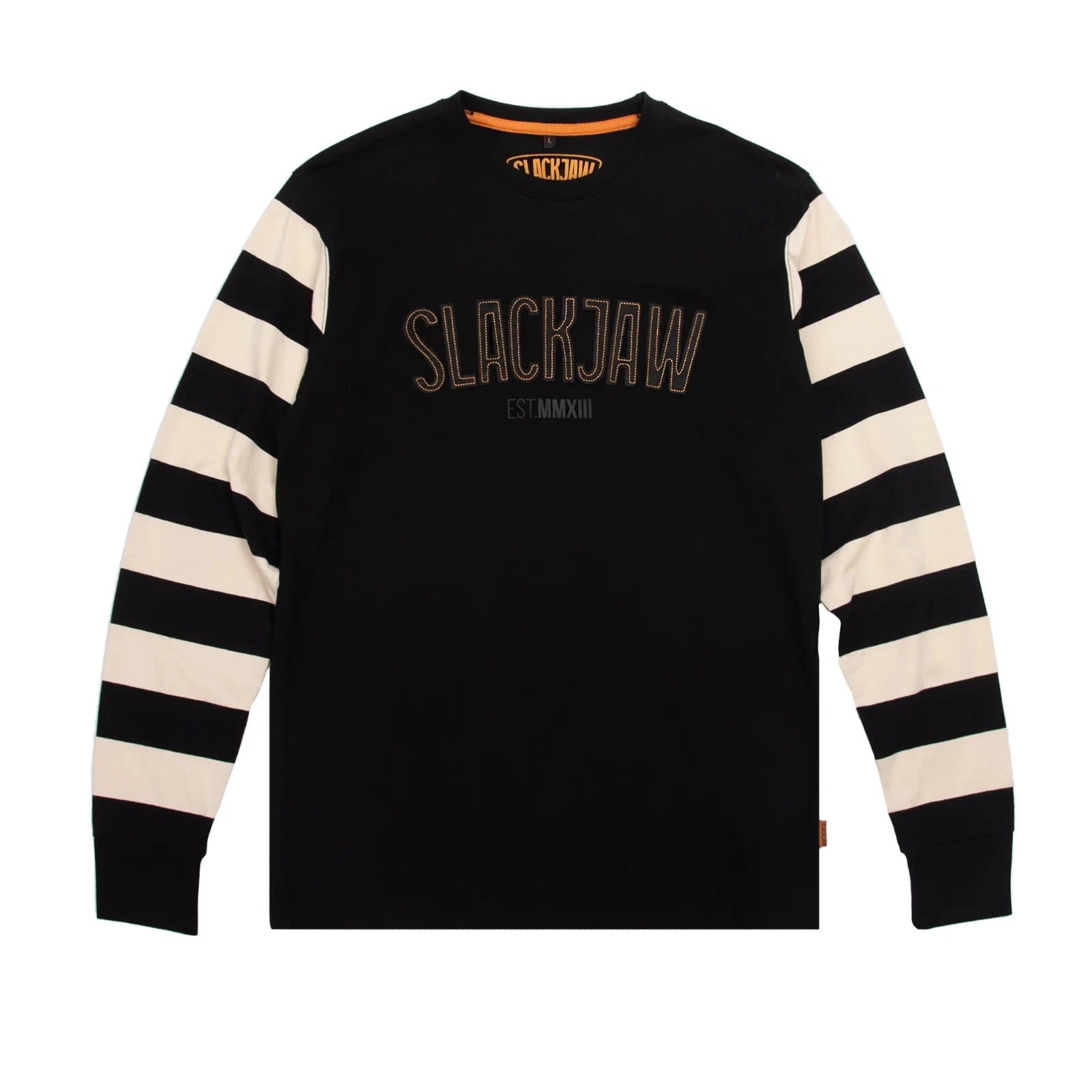 SLACKJAW Breakout ICON Applique LS Tee – Black/Bone Heavy-Weight Streetwear
