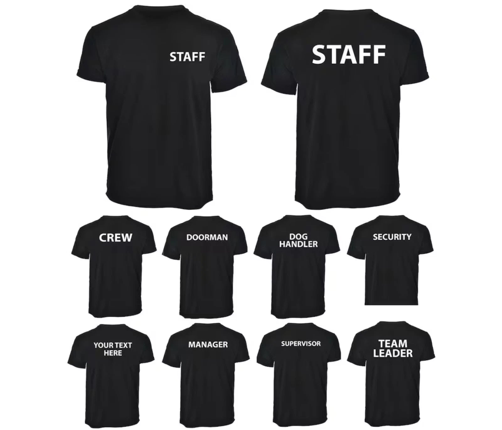 Staff Security Workwear T-Shirt 100% Cotton Printed Uniform Unisex Security Tee