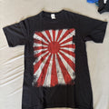 Vintage Japanese Rising Sun Flag T-Shirt Distressed Kyokujitsuki Black Sz S